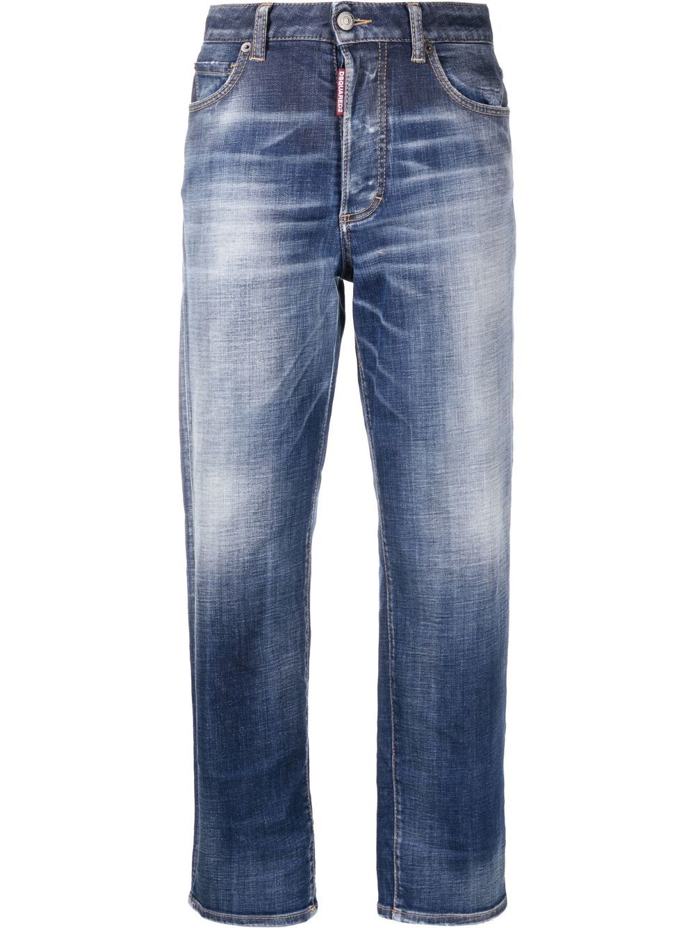 Faded straight-leg jeans - Blue