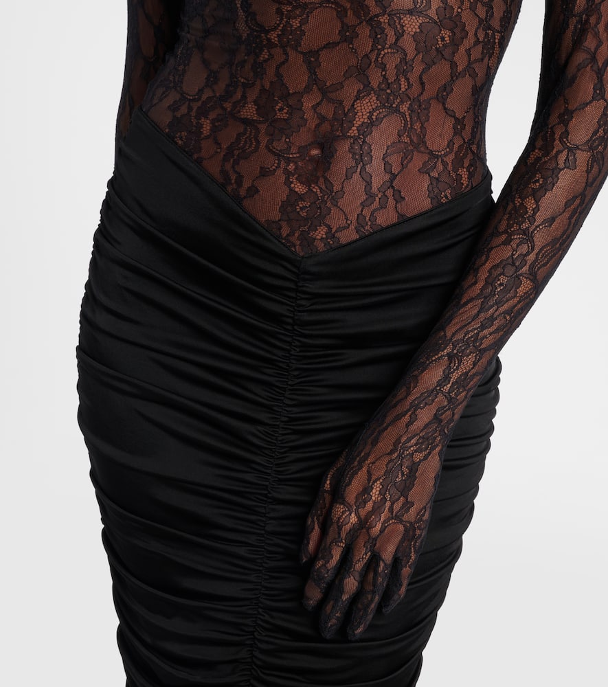 Vivienne ruched lace maxi dress