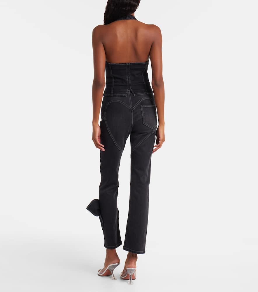 Bow-detail denim top