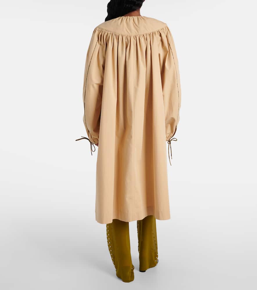 Gathered cotton poplin coat