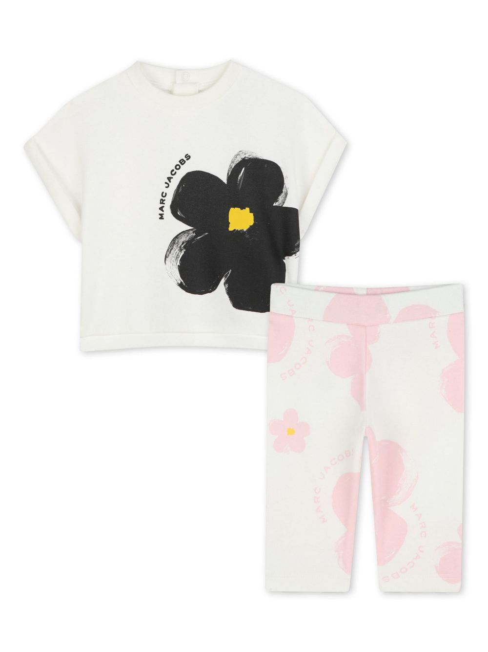 Floral-print T-shirt and trousers set - Neutrals