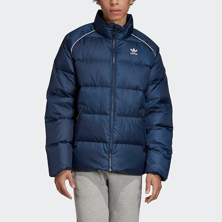 Originals Adicol Jacket 1 Stay Warm Solid Color raglan sleeve Stand Collar Down Jacket Navy Blue