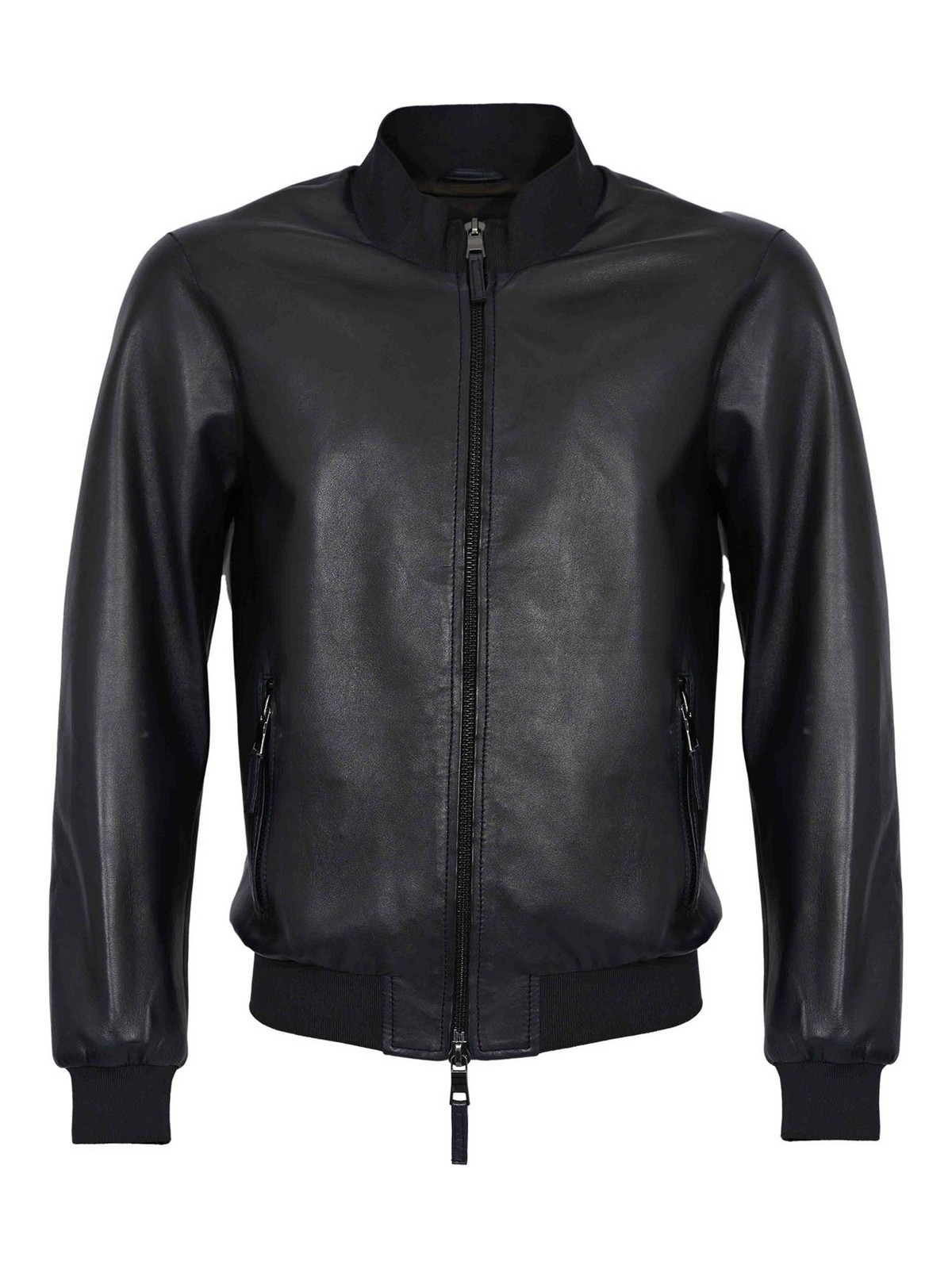 Derek Seamless Navy Blue Leather Jacket
