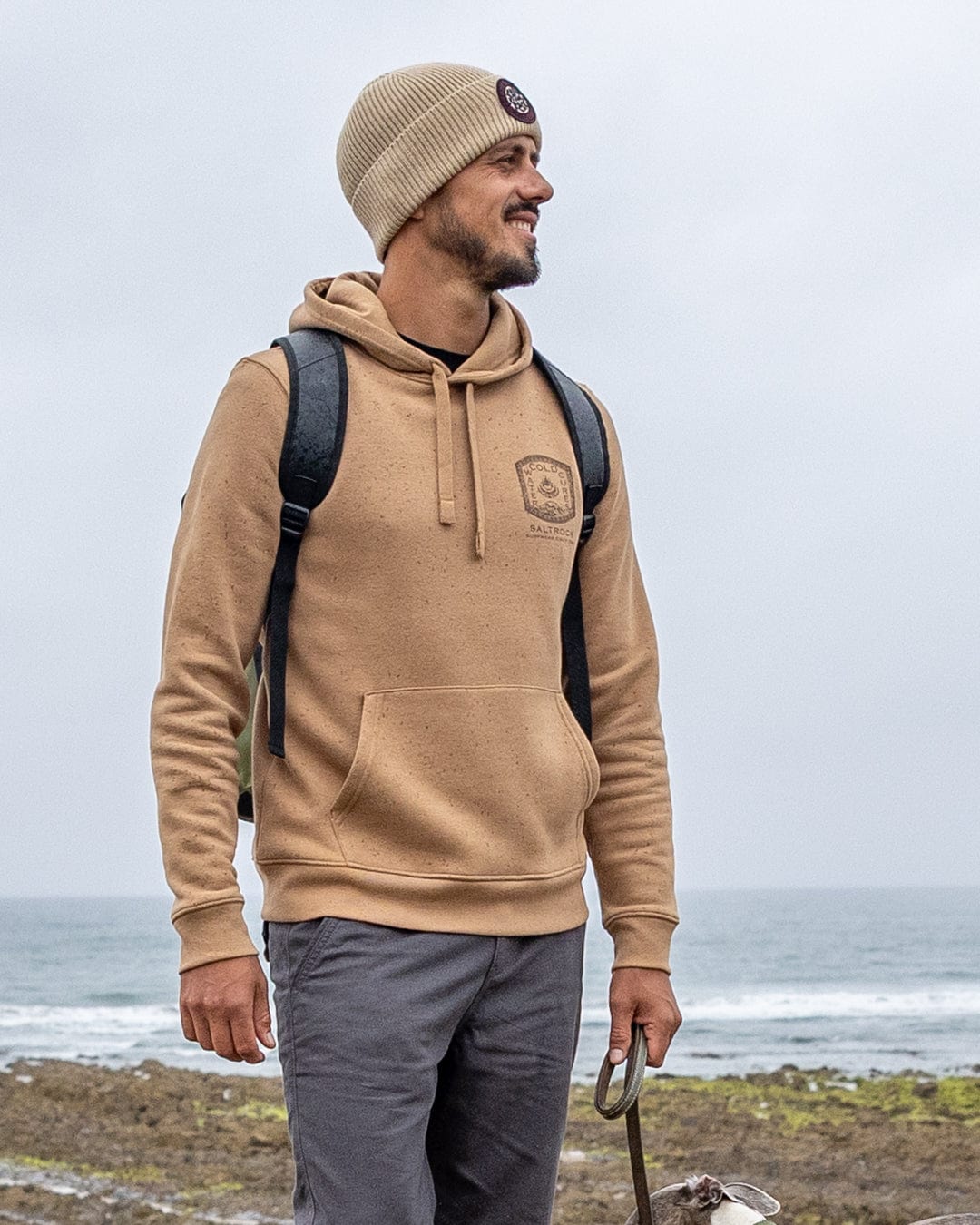 Saltrock Cold Water Cures Mens Pop Hoodie in Brown