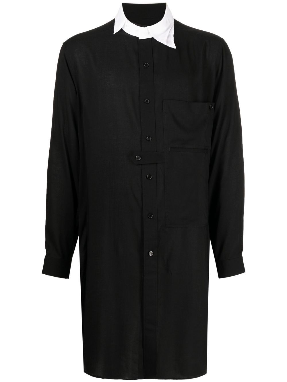 Tab-collar long shirt - Black