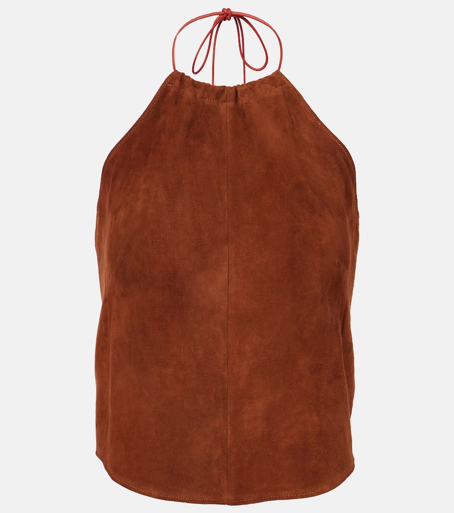 Halterneck suede top