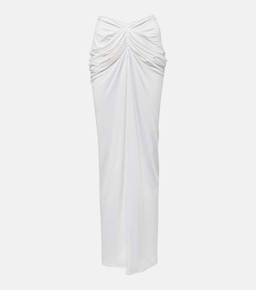 Draped jersey maxi skirt