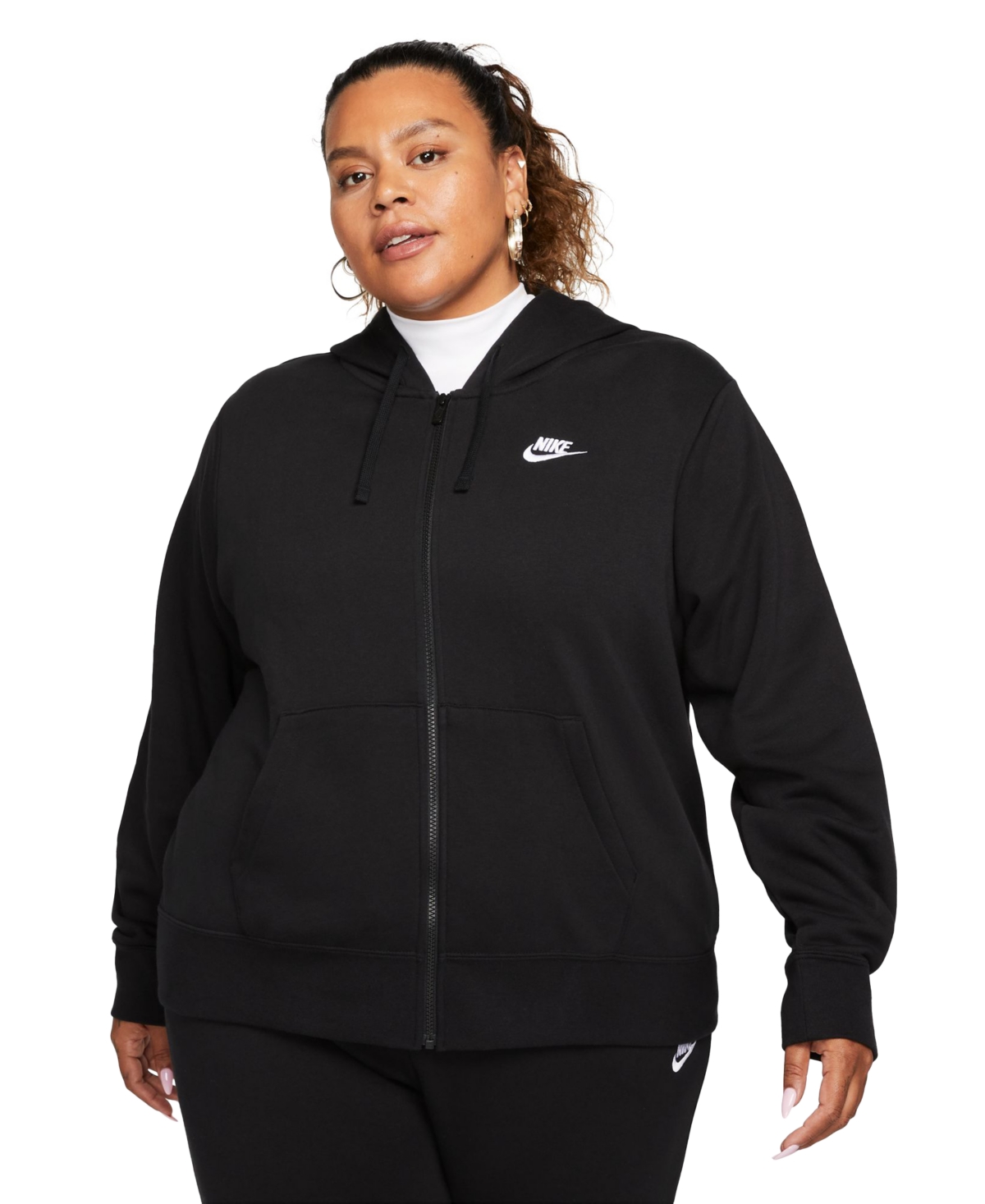 Plus Size Sportswear Club Fleece Full-Zip Hoodie - Black