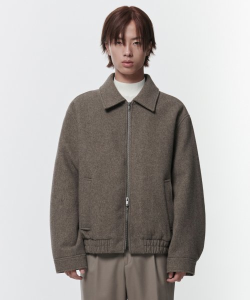 Wool blend minimal blouson jacket