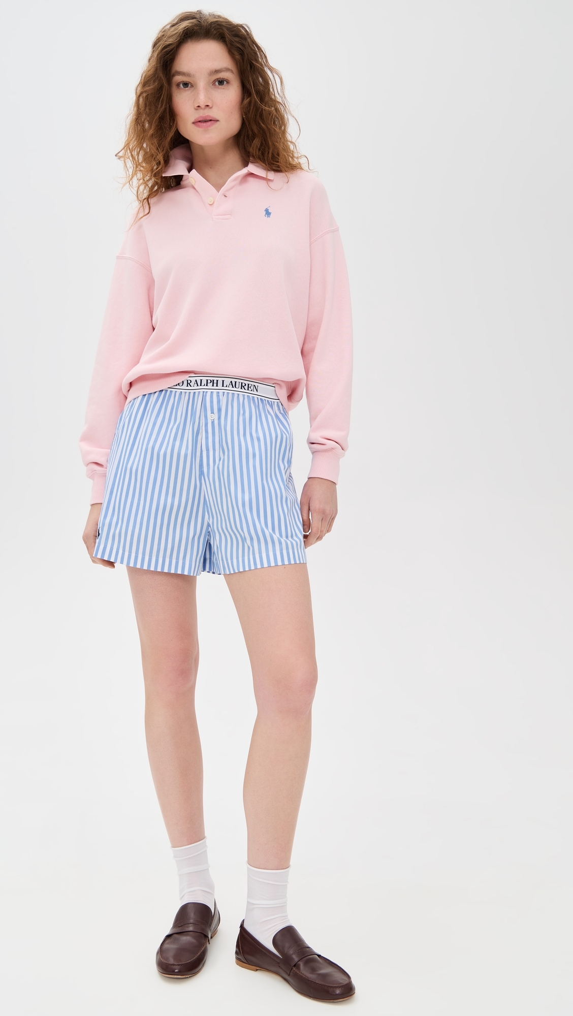 Polo Ralph Lauren Island Fleece Polo Knit Sweatshirt Pink Sand