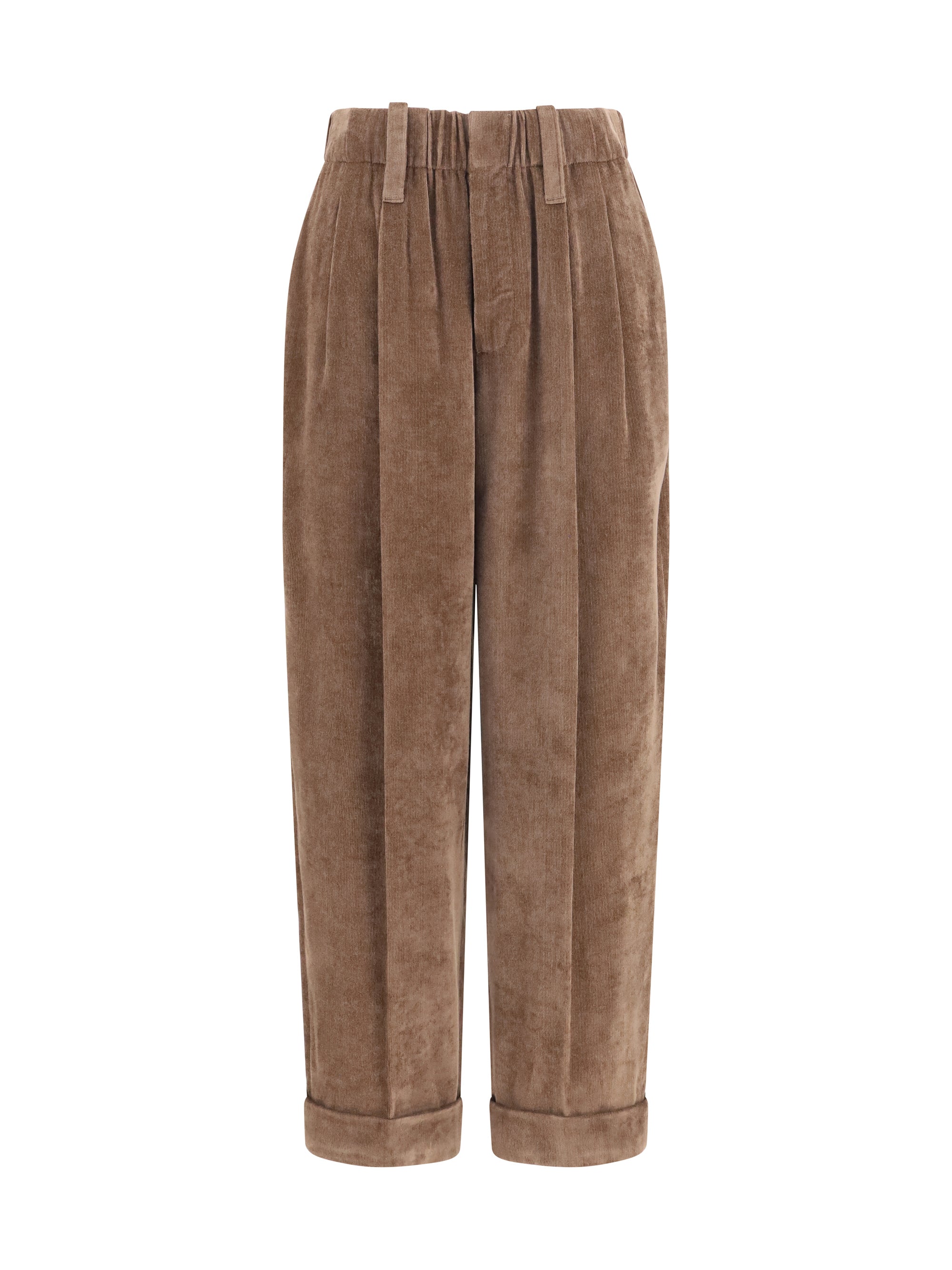 Elasticated Viscose and Cashmere Trousers — Beige