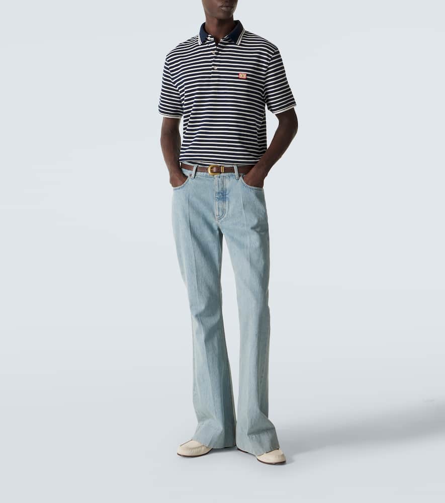 VLogo striped cotton polo shirt