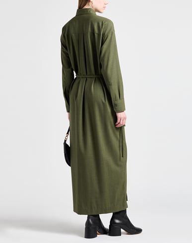 Woman Maxi dress Military green Size 2 Virgin Wool, Polyamide, Elastane