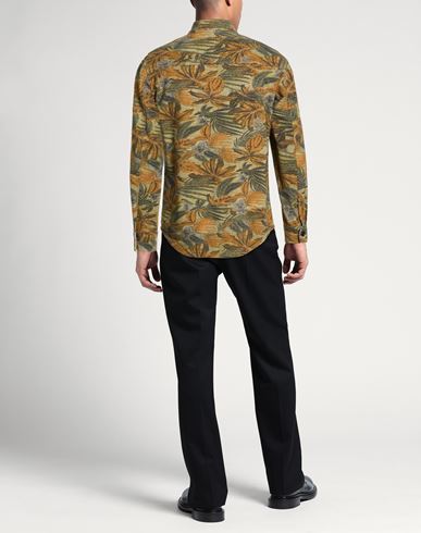 Man Shirt Military green Size 38 Cotton, Elastane