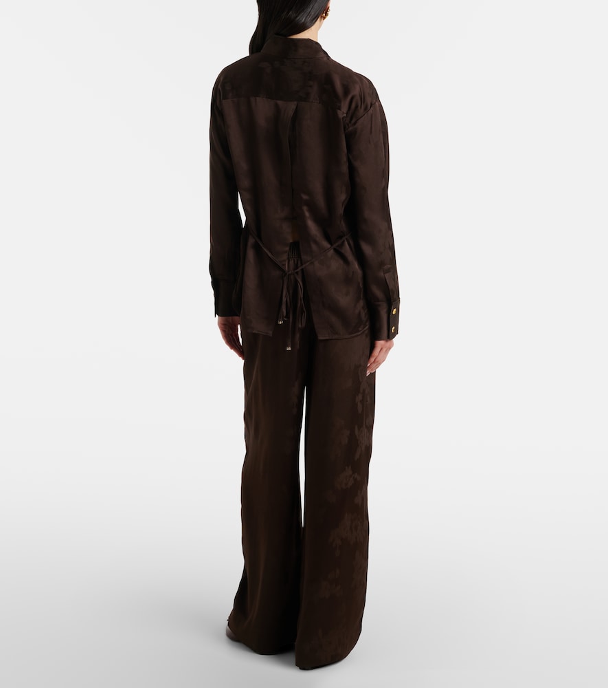 Satin jacquard wide-leg pants