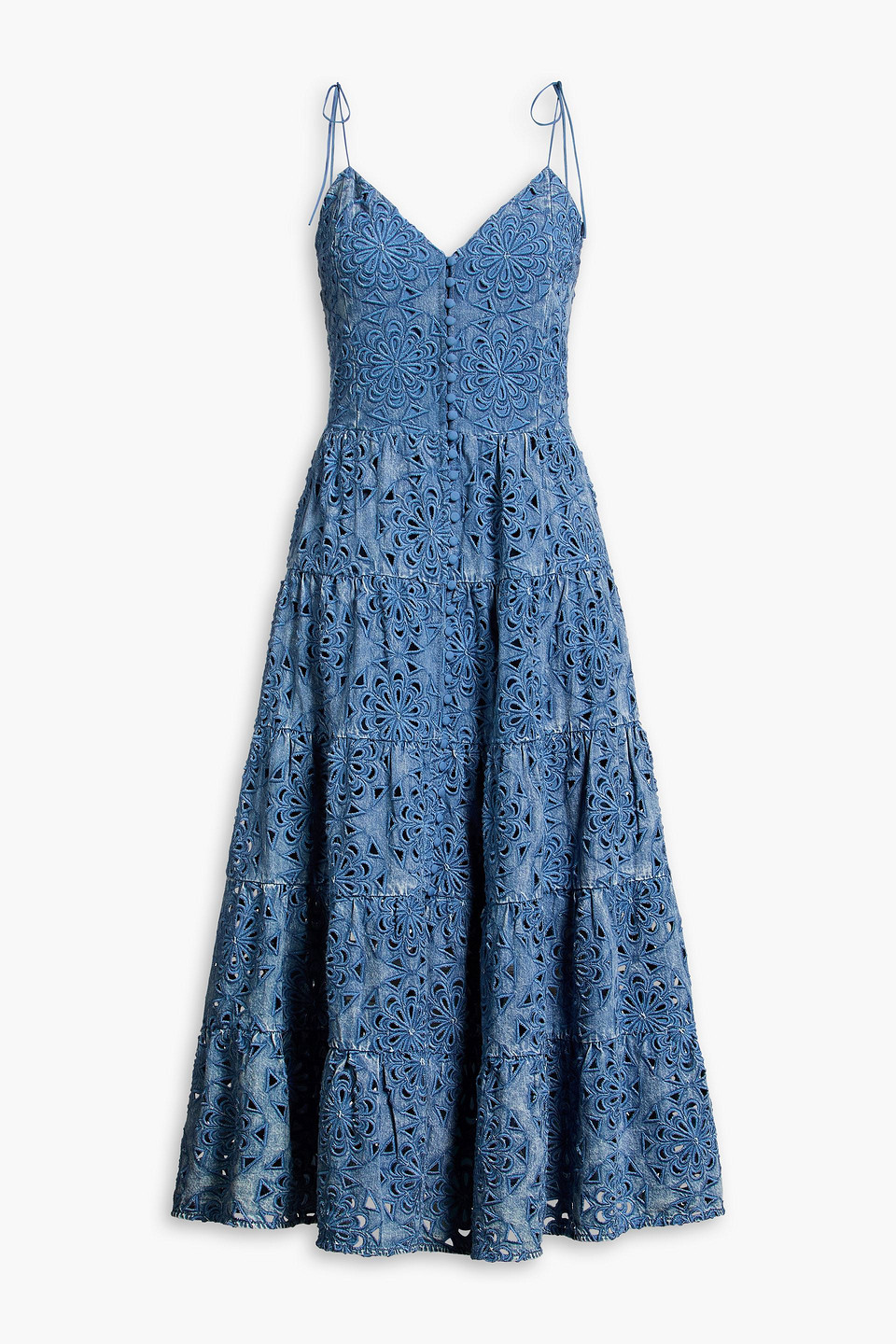 Alice Olivia - Shanti denim midi shirt dress - Blue - US 8