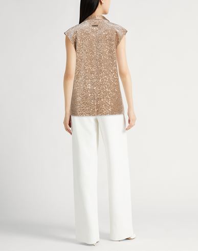 Woman Blazer Beige Size 10 Polyester, Elastane, Silk
