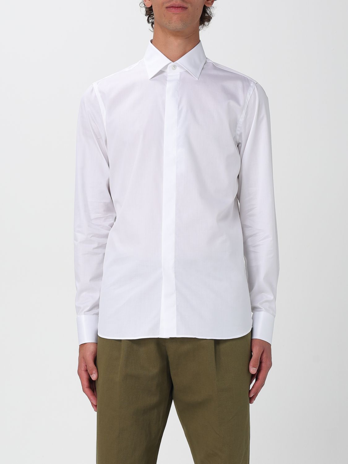 Cutaway-collar cotton shirt - White