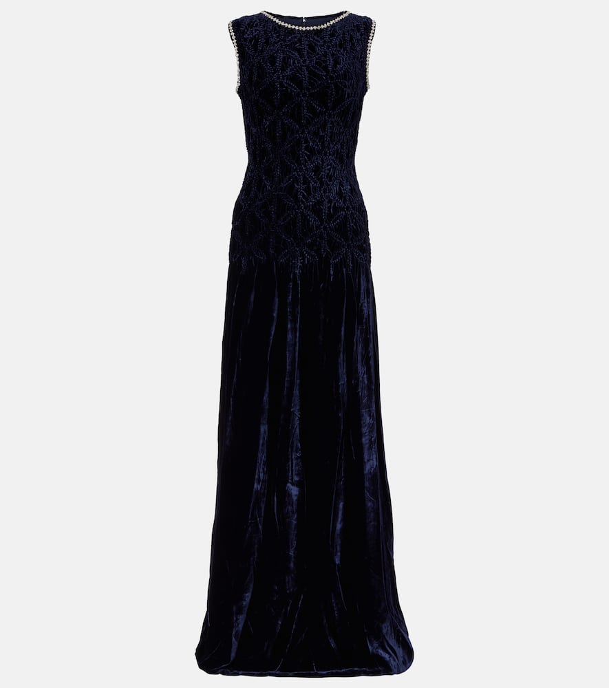 Embellished velvet gown