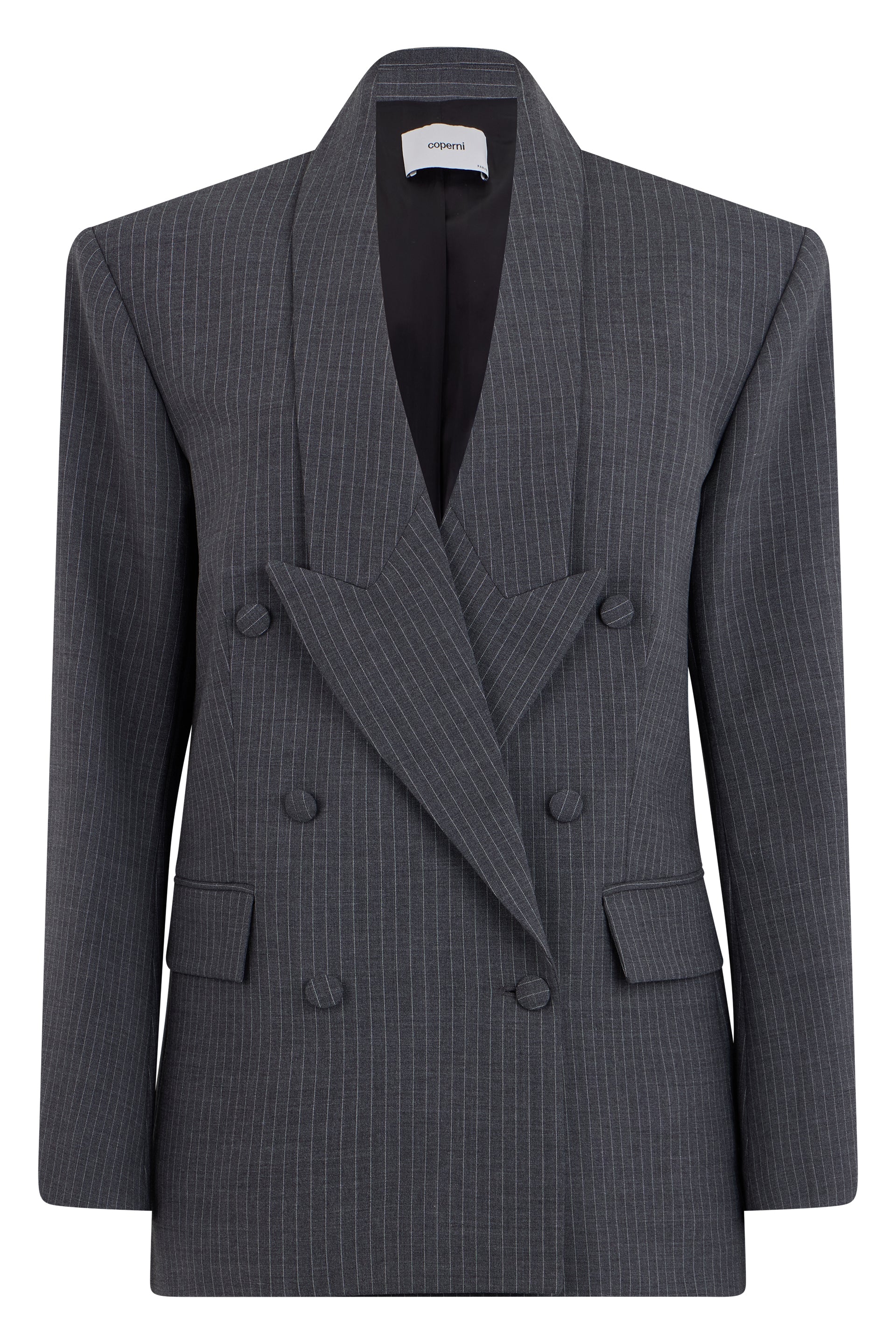 Double-Breasted Pinstripe Blazer