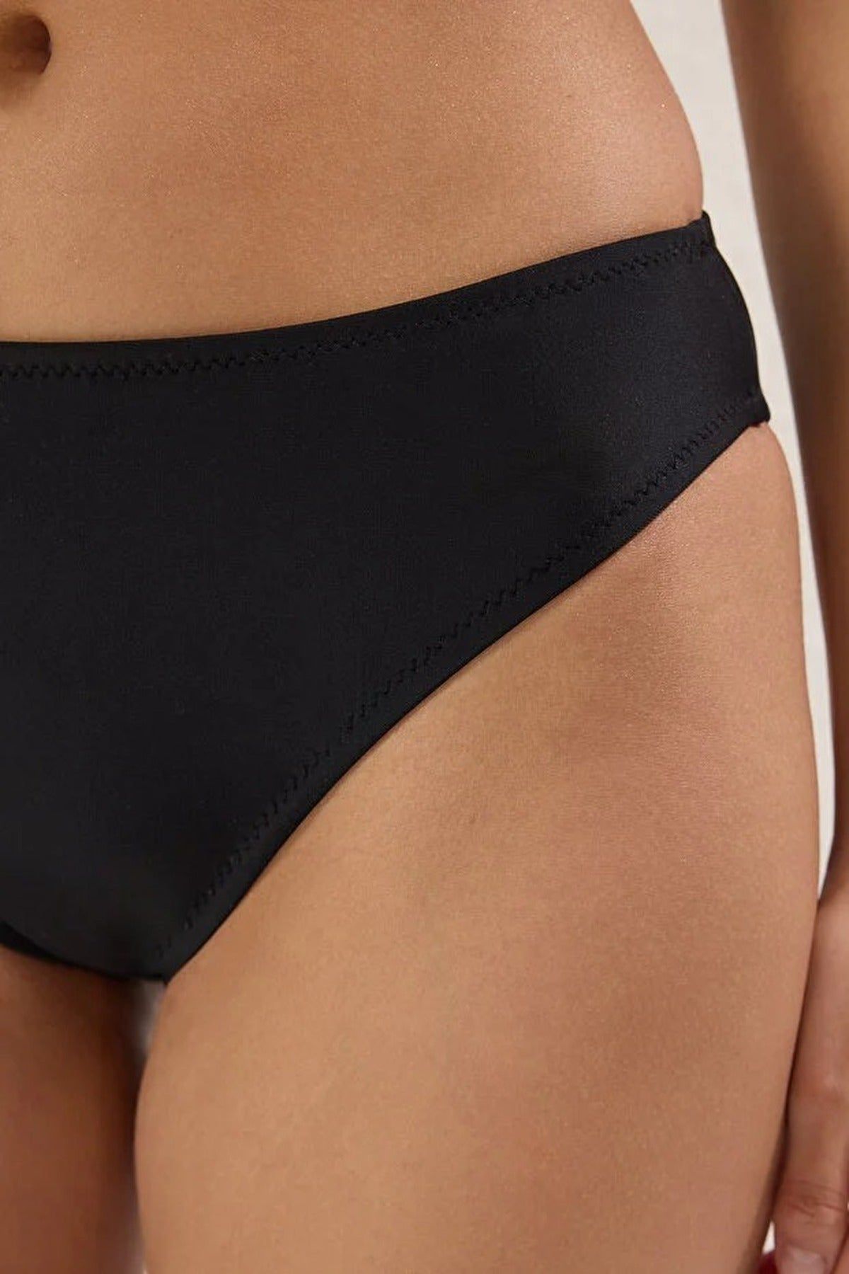 Wovcor Basic Regular Waist Bikini Bottom With Minimal Clean Finish In Black