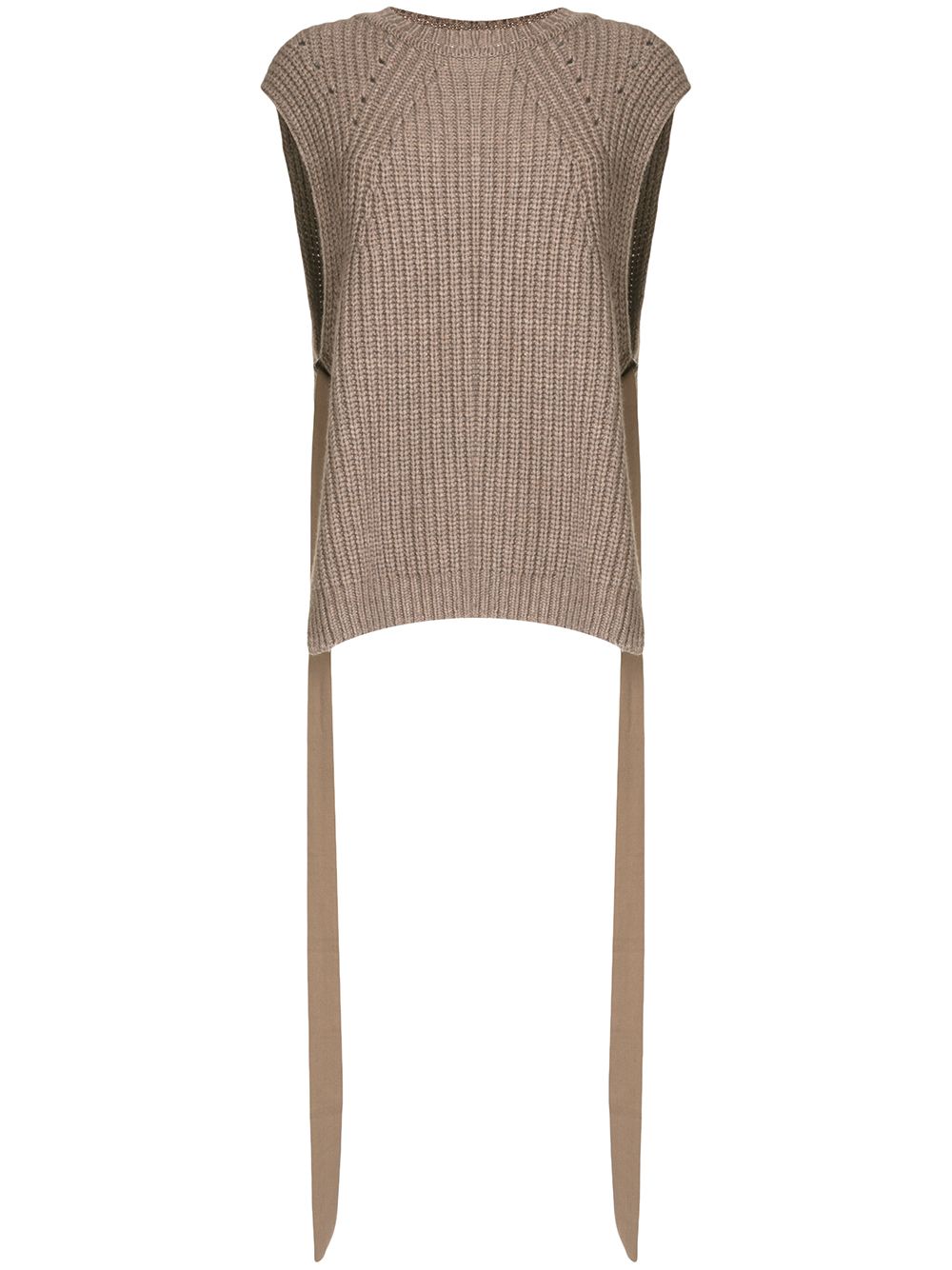Side-taps knitted top - Brown