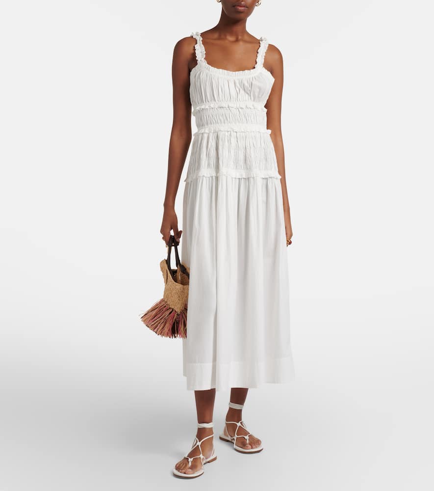 Dôen Marianne ruffled cotton poplin midi dress
