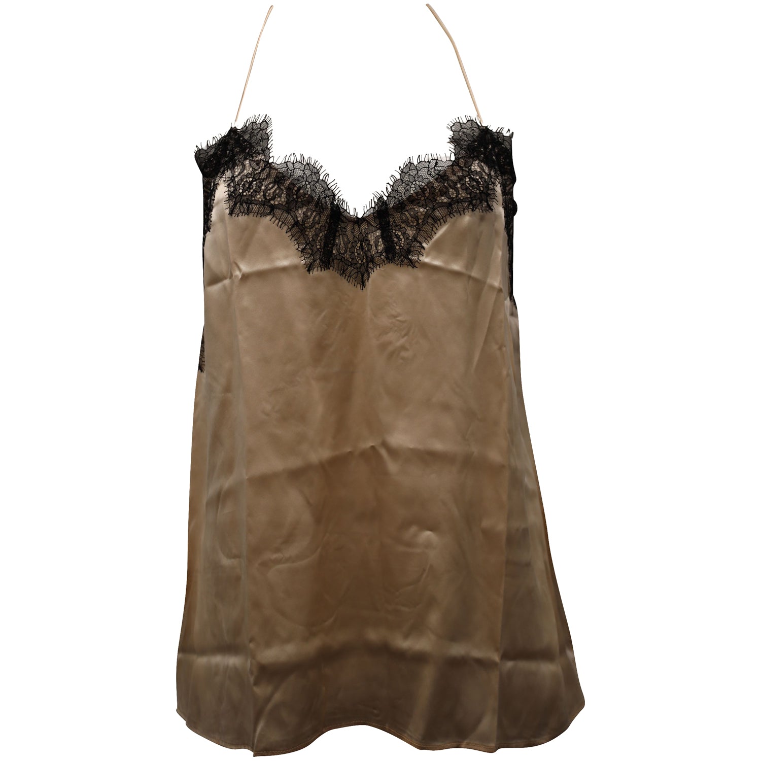 Lace Trim Camisole in Black and Peach Silk