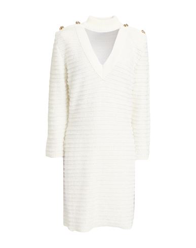 Woman Mini dress White Size 6 Acrylic, Polyamide, Polyester, Viscose