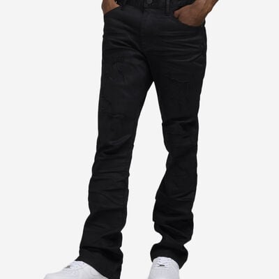 Men's Lazy Stacked Flare Jean in Black