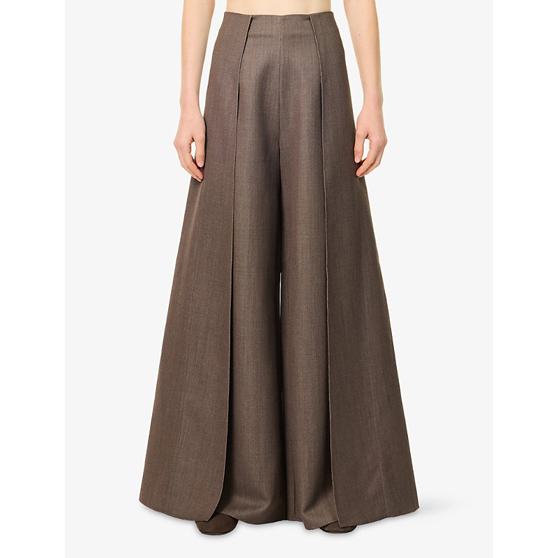 Womens Morea Wide-Leg Wool Trousers