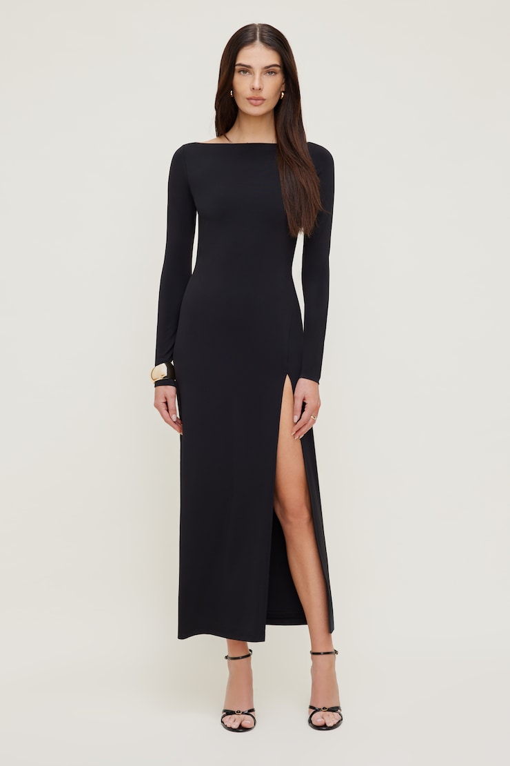 Sculpt Open Back Maxi Dress - Black - Women Clothing
