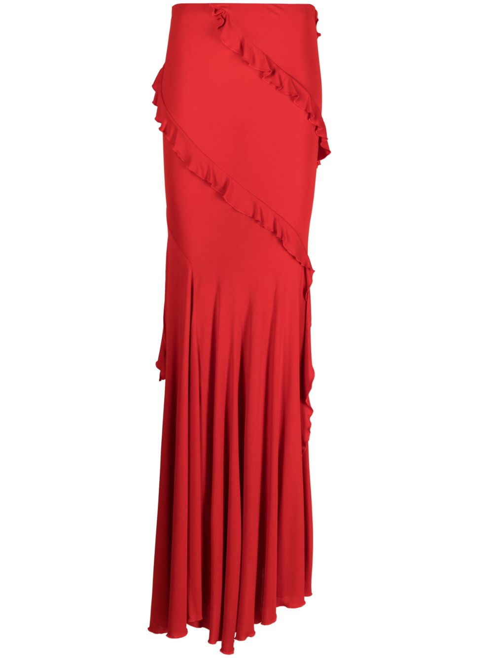 Ruffled-detail long skirt - Red