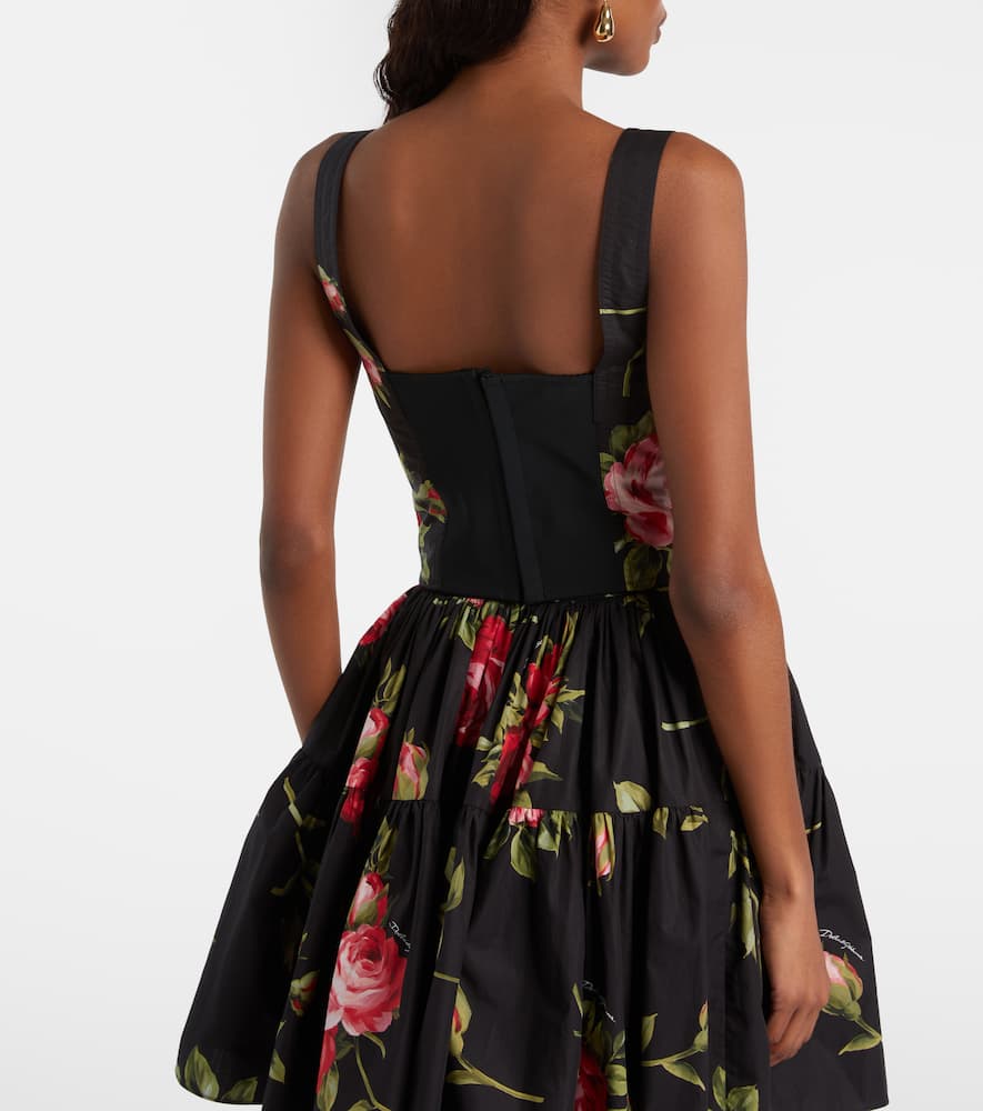 Floral cotton-blend bustier top