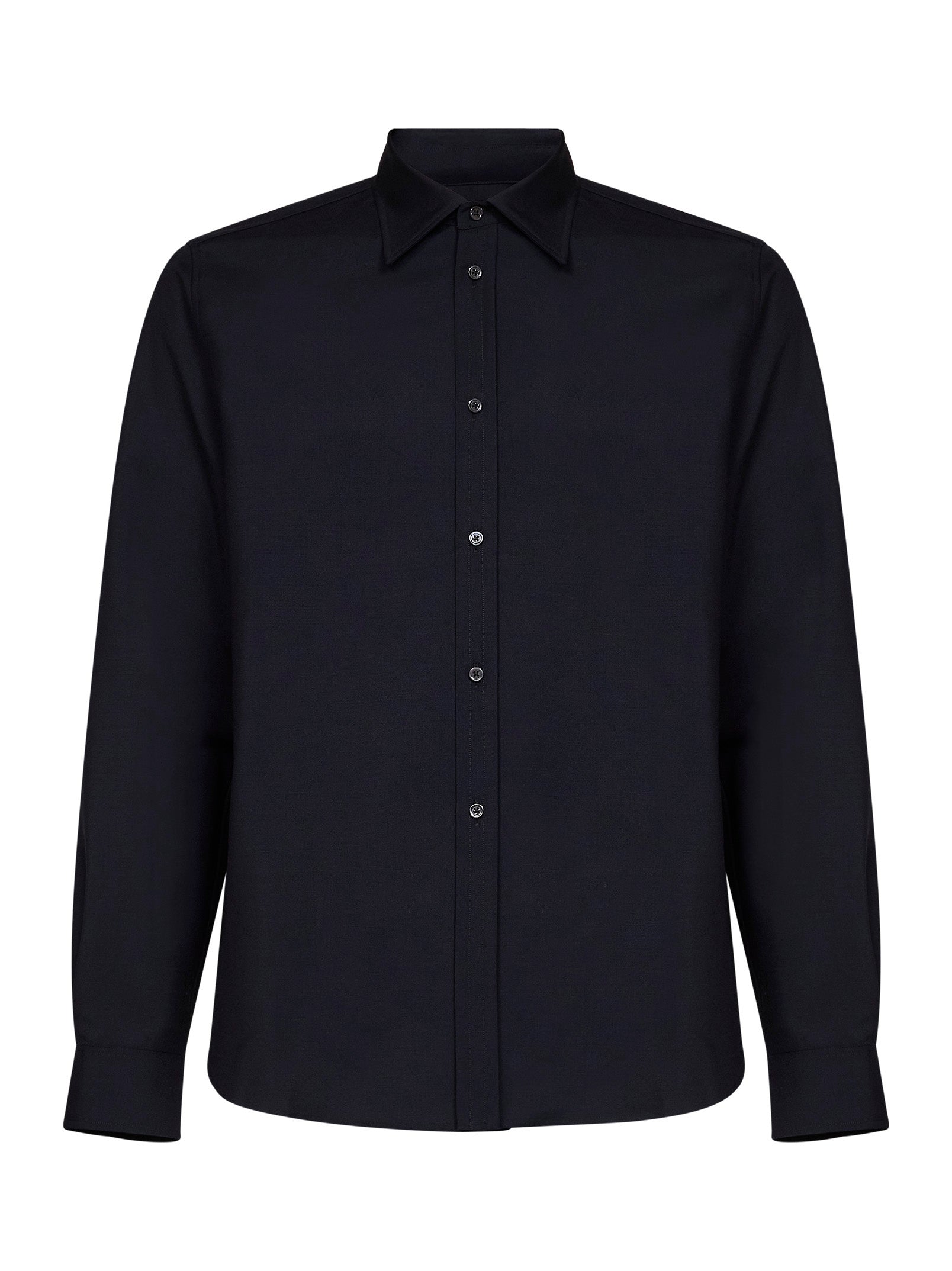 Wool-Mohair Canvas Shirt — Navy