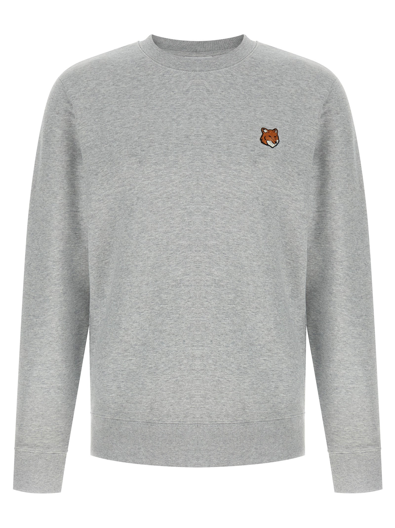 Fox Head Patch Cotton Sweatshirt — Gray