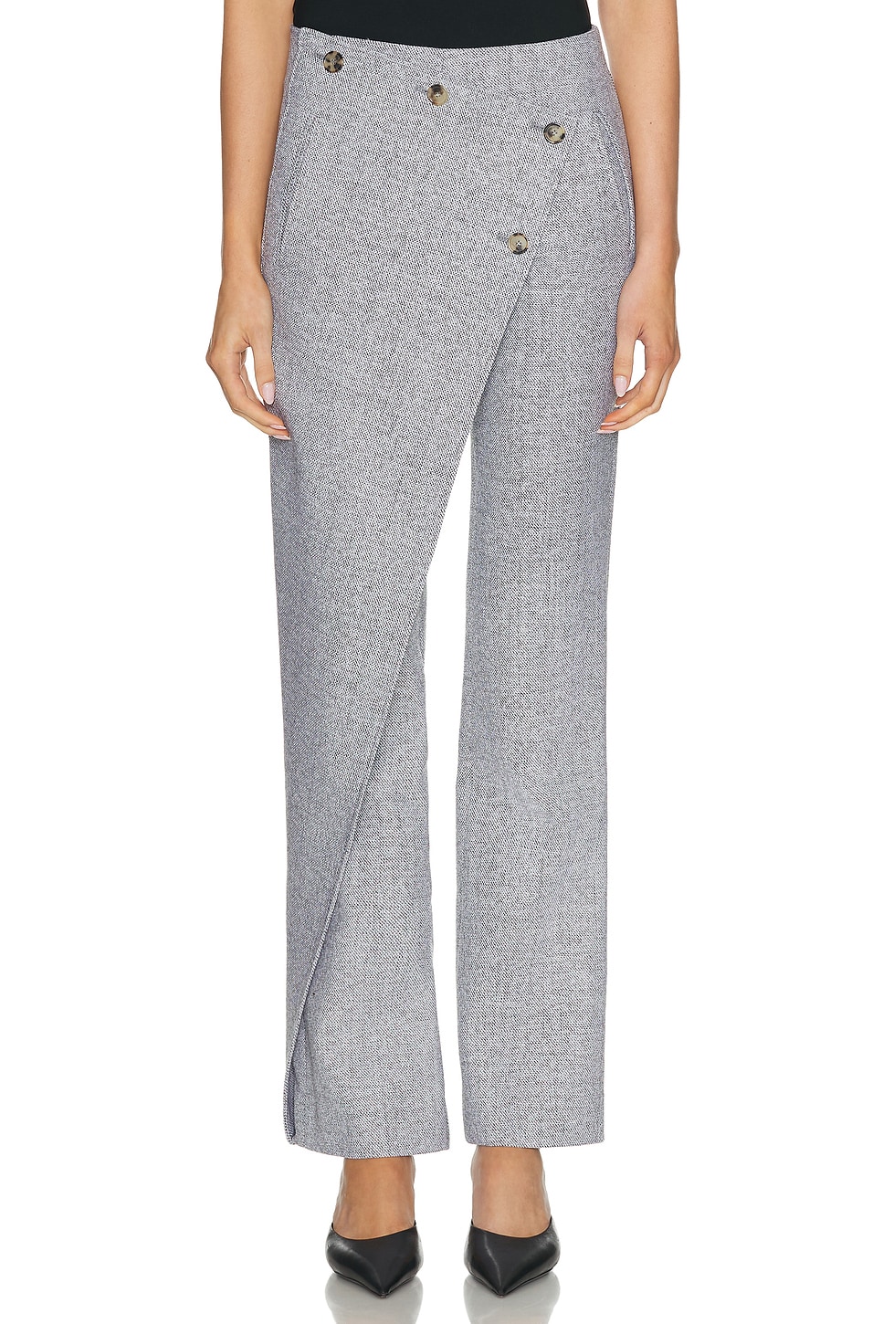 Courreges Oblique Caviar Pant in Heritage White & Black - Black. 34 also in