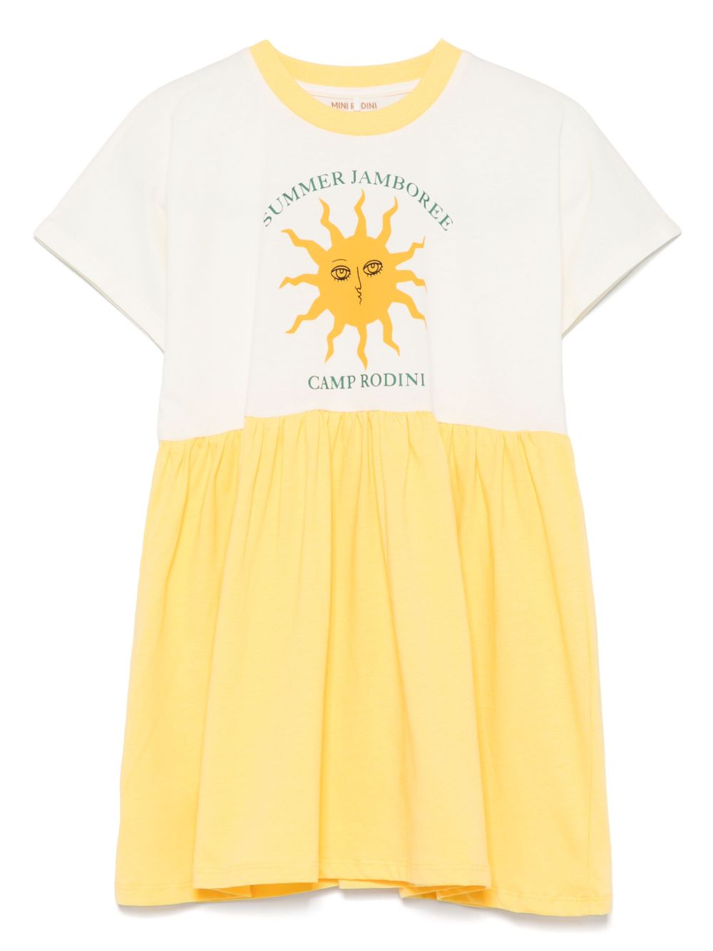 Mini Rodini Girls Ivory & Yellow Organic Cotton Summer Jamboree Dress