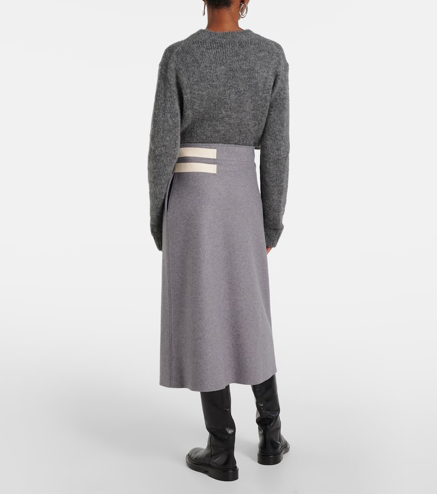 Wool-blend midi skirt