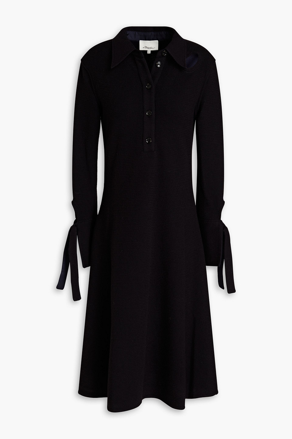 Flared cutout wool-blend midi dress - Blue - XS