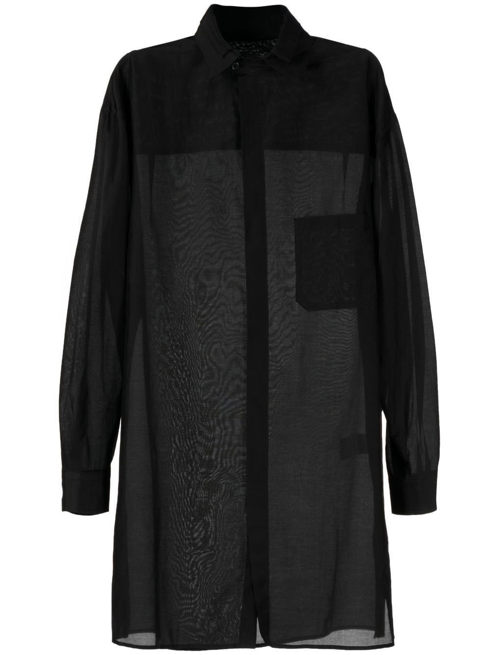 Double-collar long shirt - Black