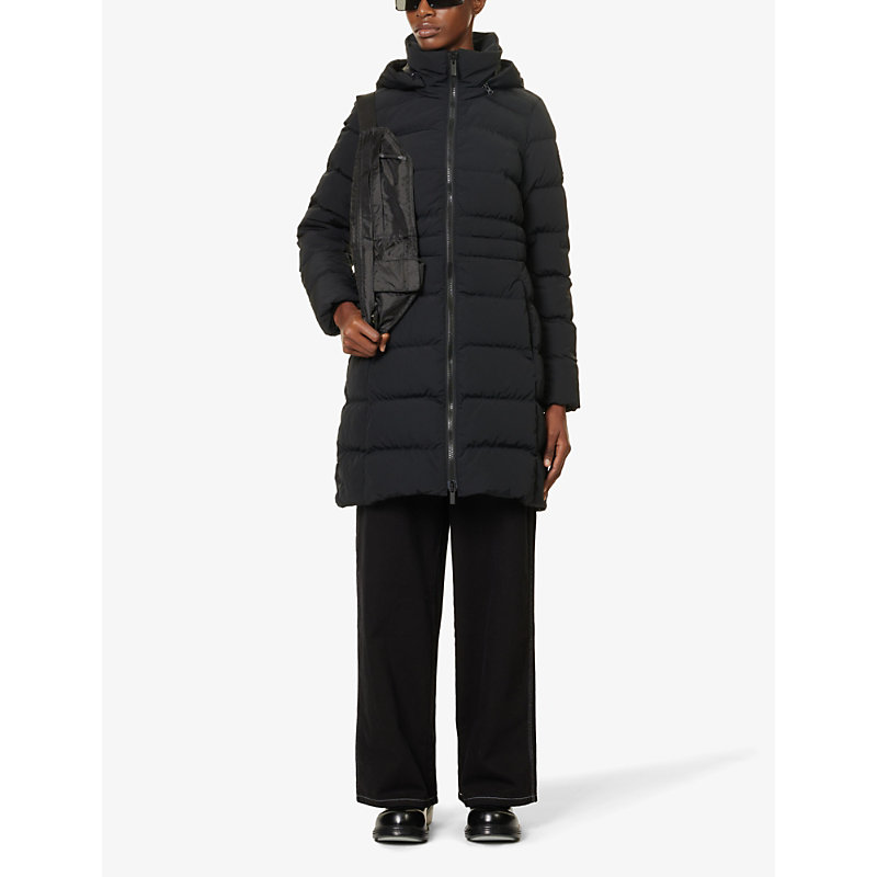 Womens Black Aurora Brand-patch Shell-down Parka