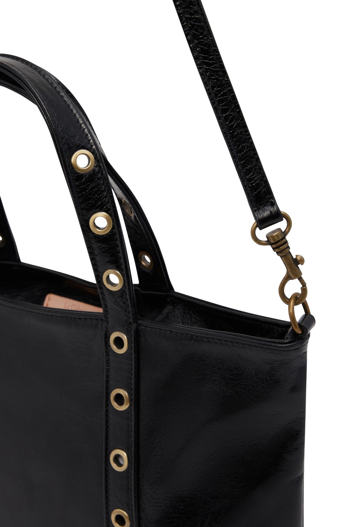 Small crinkled leather and eyelets Cabas tote