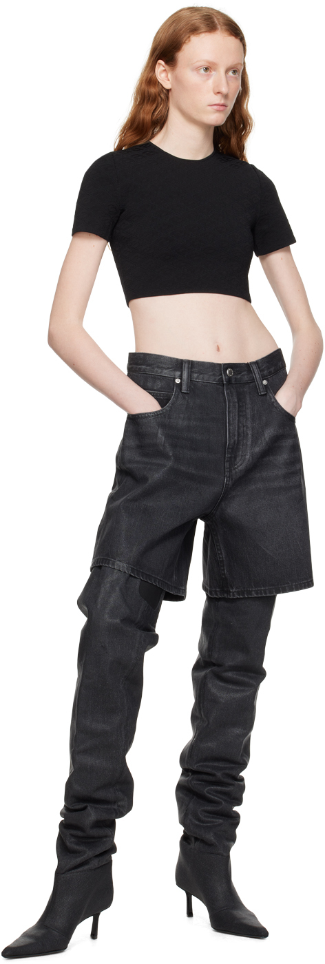 Black cropped t-shirt