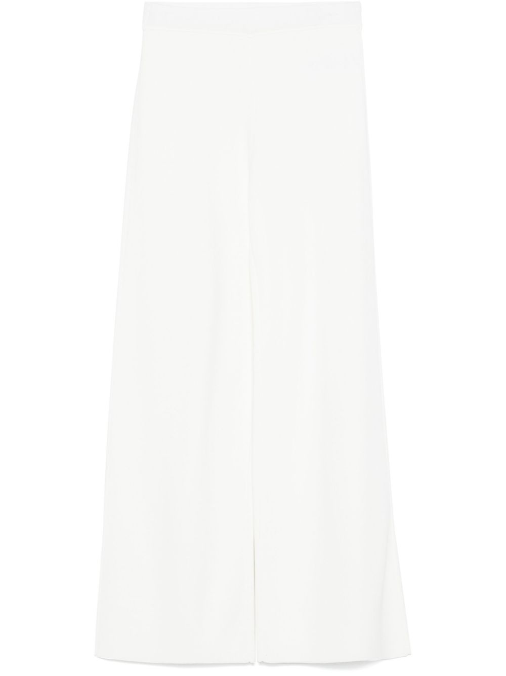 Wide-Leg Flared Knit Trousers — White