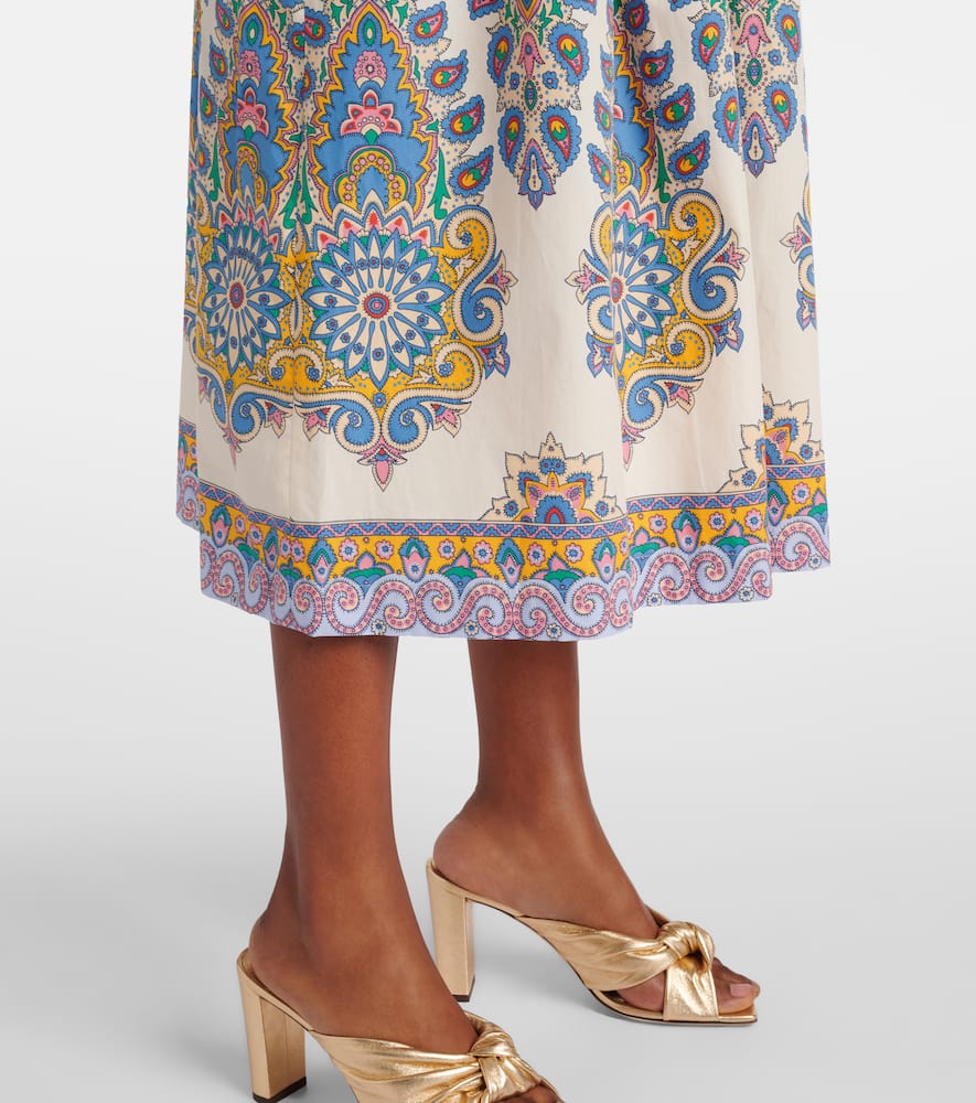 Paisley cotton midi skirt