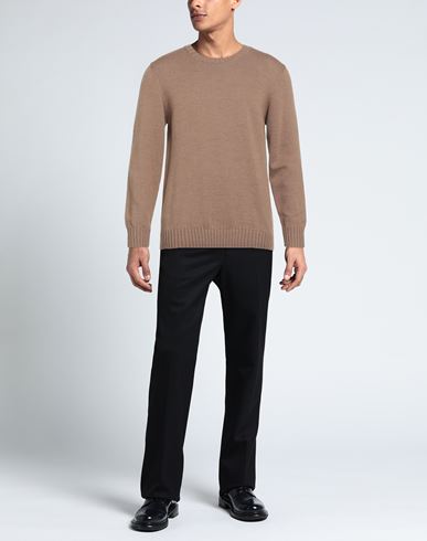 Man Sweater Camel Size 42 Virgin Wool