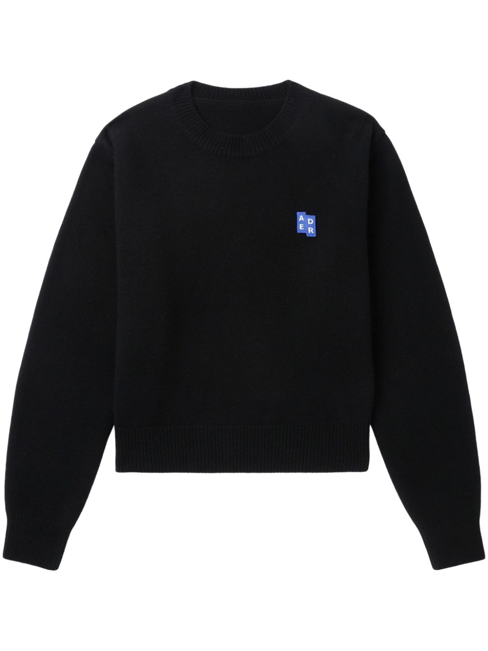 Tetris-appliqué fine-knit jumper - Black