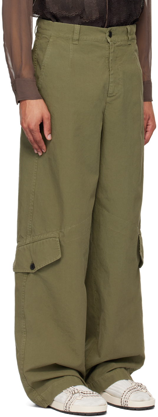 Dries Van Noten Khaki Loose-Fit Cargo pants