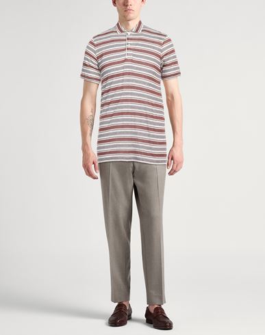 Man Polo shirt Brown Size S Linen, Viscose